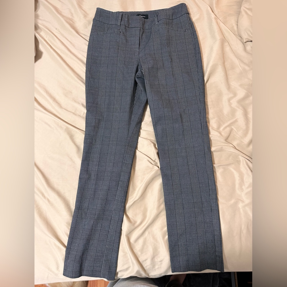 Reitmans The Iconic Pull On Pants | Grey Plaid Straight Leg | 10 Petite